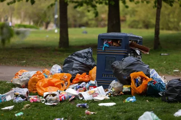 Rubbish in Castle Park following the 420 event at Castle Park on Easter Sunday, which saw thousands in attendance