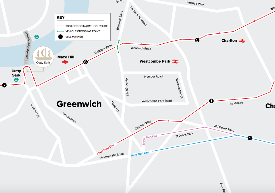 Road closures in Greenwich and Charlton for the London Marathon