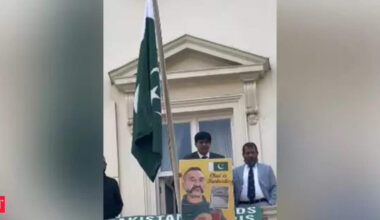Pakistan's Army Attache in UK makes throat slit gesture at Indian community protestors