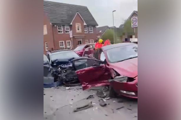Crews attended a crash involving two cars on Green Lane, Heywood