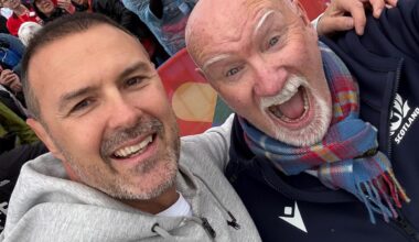 Paddy McGuinness dons bespoke tartan kilt as he treks 14 miles to Scots village