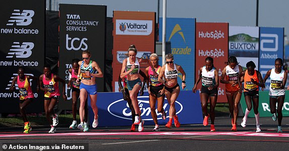 Athletics - London Marathon - London, Britain - April 27, 2025 Britain's Eilish McColgan at the start of the women's elite race Action Images via Reuters/John Sibley