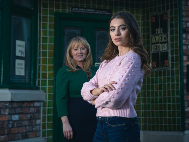 Jenny and Daisy stood outside of the Rovers in Coronation Street