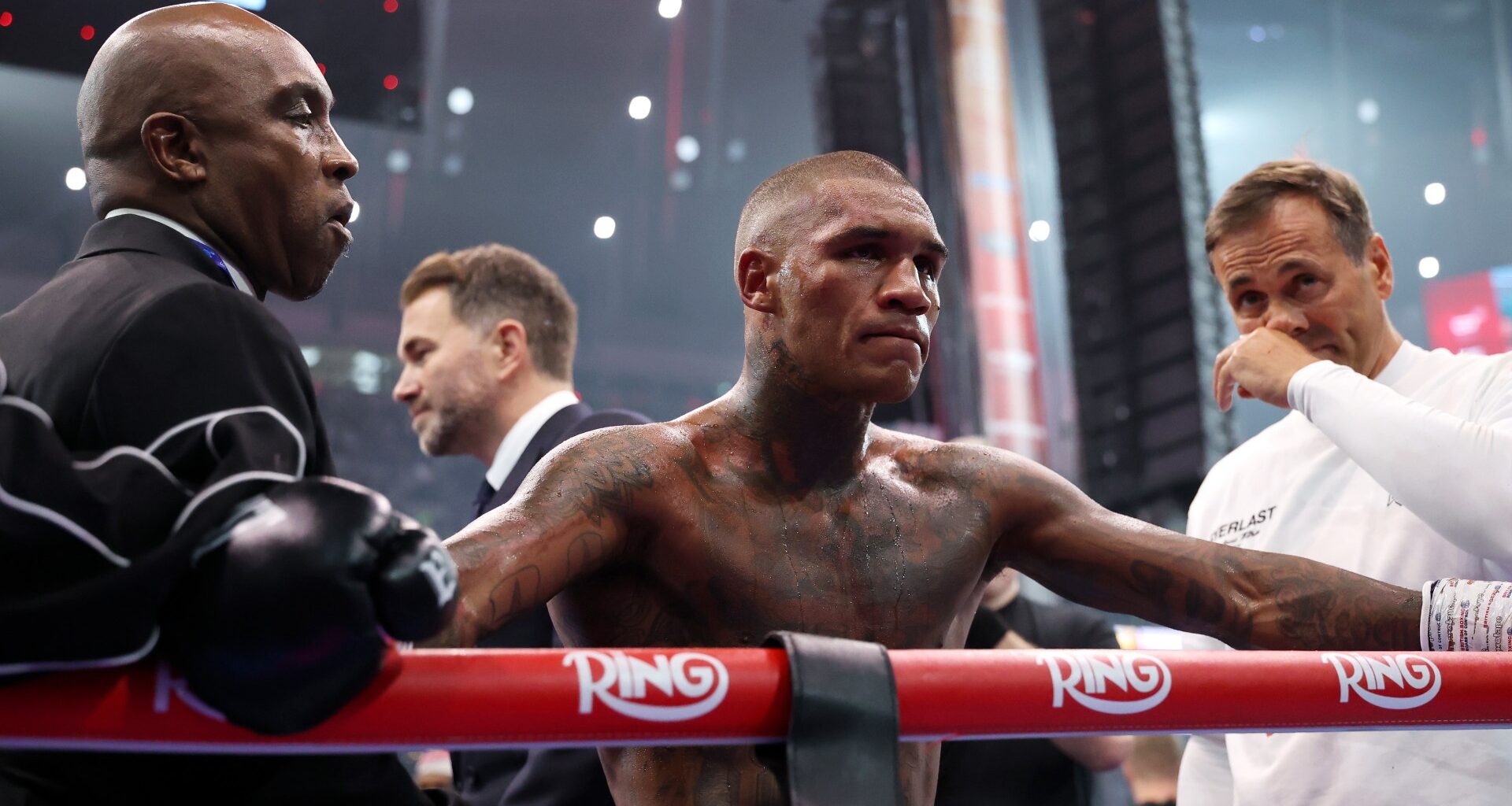 Fans baffled by first person Conor Benn spoke to outside ring after his brutal defeat to Chris Eubank Jr