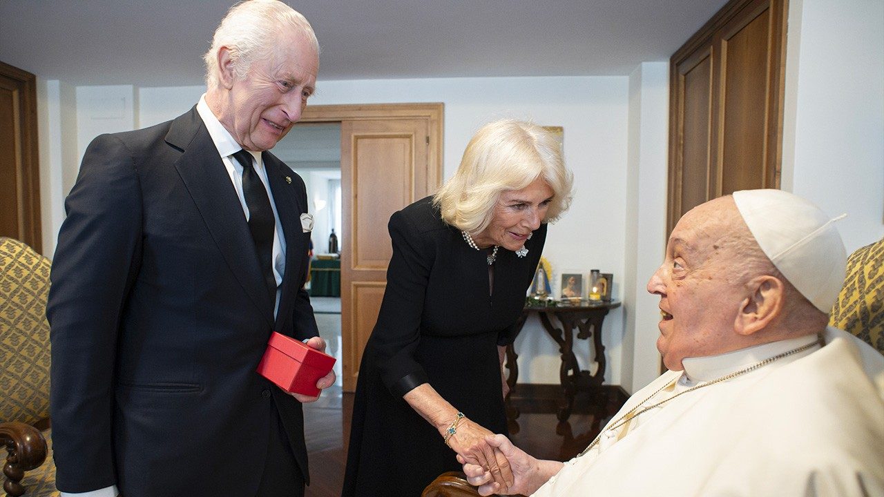 King Charles and Queen Camilla visit Pope Francis on their anniversary