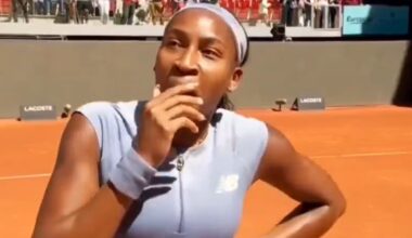 Coco Gauff's startled reaction after being plunged into silence during interview as power cut causes Madrid Open chaos