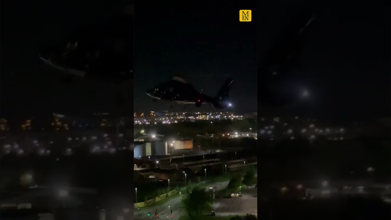 Army helicopter lands on MediaCity car park in Salford Quays
