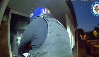 Dramatic moment police chainsaw through Birmingham door to arrest man