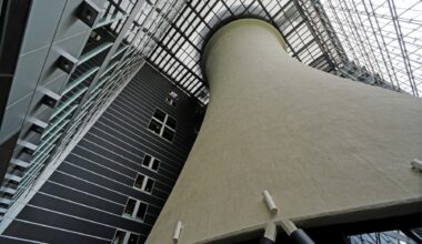 Cooling tower in Milan headquarters building