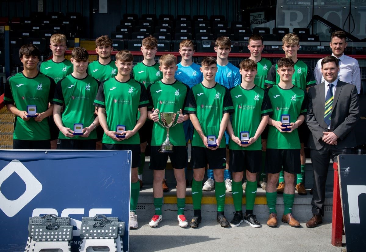North of Scotland senior boys’ football team presented with Scottish Cup trophy at Ross County’s stadium in ‘best moment of football career’ to date