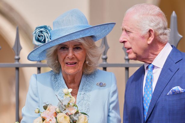 Camilla and Charles, pictured on Sunday, were referenced in a podcast this week
