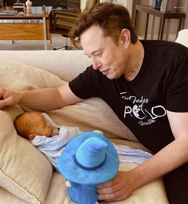 Elon with his son X, whose mother is singer Grimes