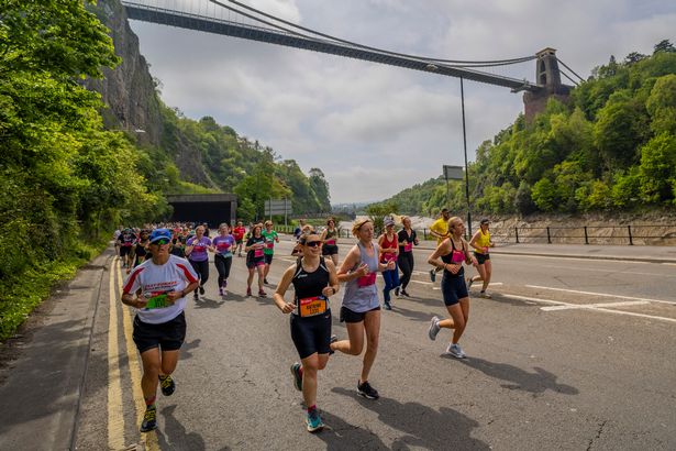 Runners capture in the middle of marathon
