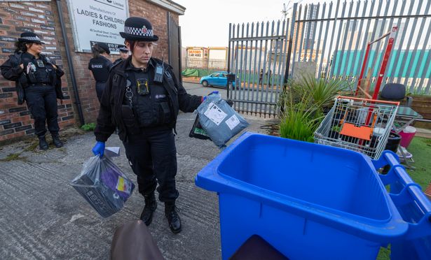 During a raid on Thursday (April 3), police found parcels hidden in a blue bin