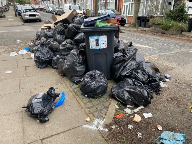 A pile of bin bags in the Selly Park area of Birmingham