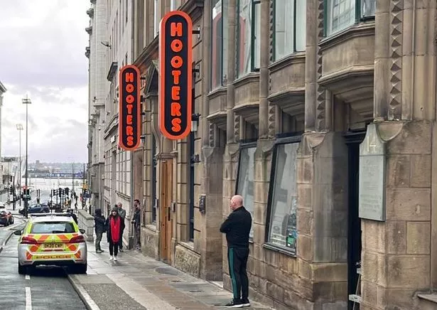 Police at Hooters in Liverpool city centre