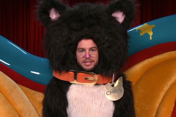 Celebrity Big Brother star Chris Hughes dressed as a cat