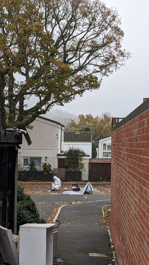 Police at the scene in Medway Grove, Kings Norton