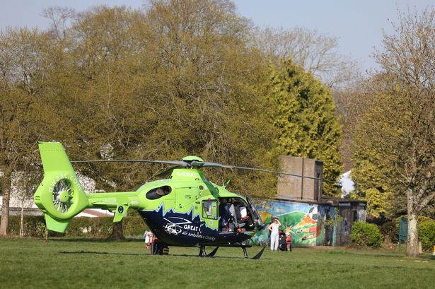 An air ambulance has landed in Brislington