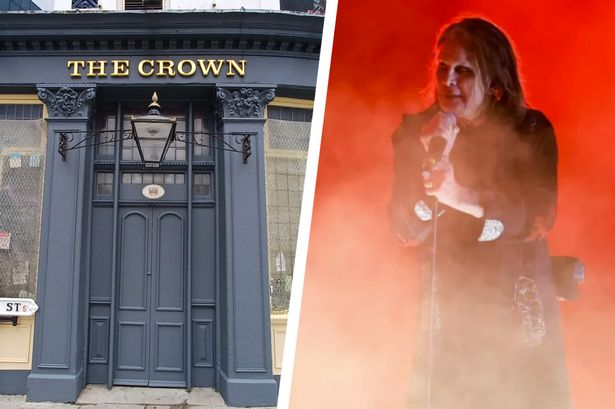 The Crown pub in Birmingham's Station Street/Ozzy Osbourne of Black Sabbath performs during the Birmingham 2022 Commonwealth Games Closing Ceremony