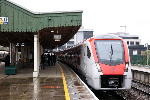 Electric train at Cardiff Central Railway Station