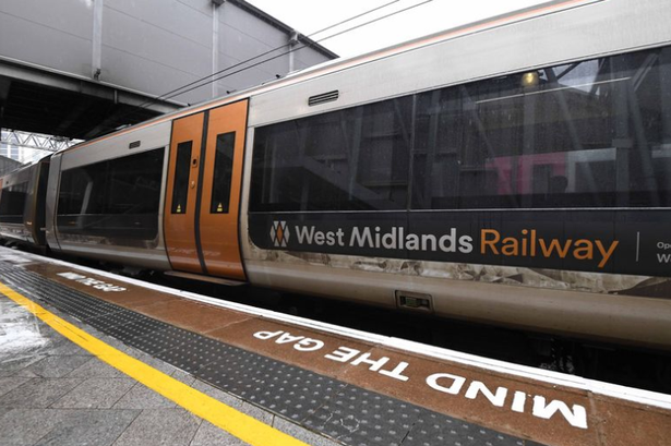 A West Midlands Railway train at Birmingham New Street Station