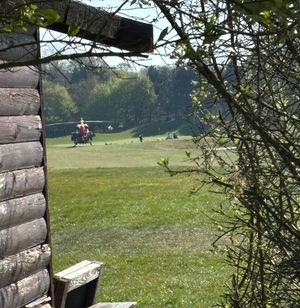 An air ambulance pictured at Aston Wood Golf Club