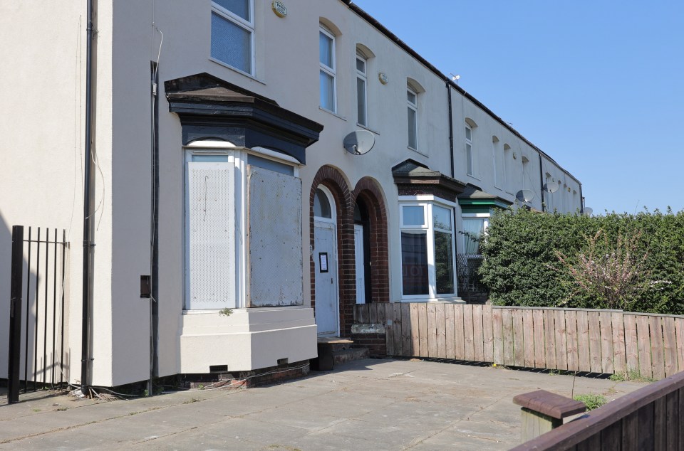 Row of boarded-up houses in Stockton-on-Tees.