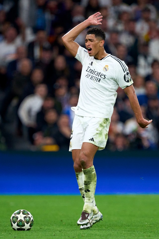 Jude Bellingham of Real Madrid CF reacting during a Champions League match.