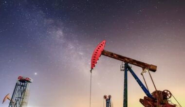 Oil rig at night