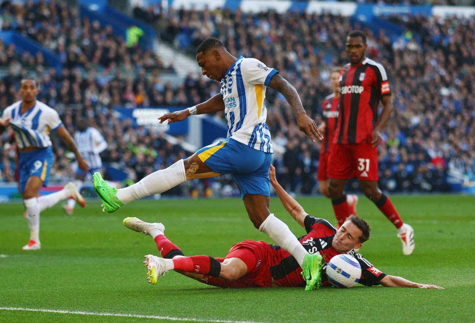 Brighton's Pervis Estupinan in action against Fulham.