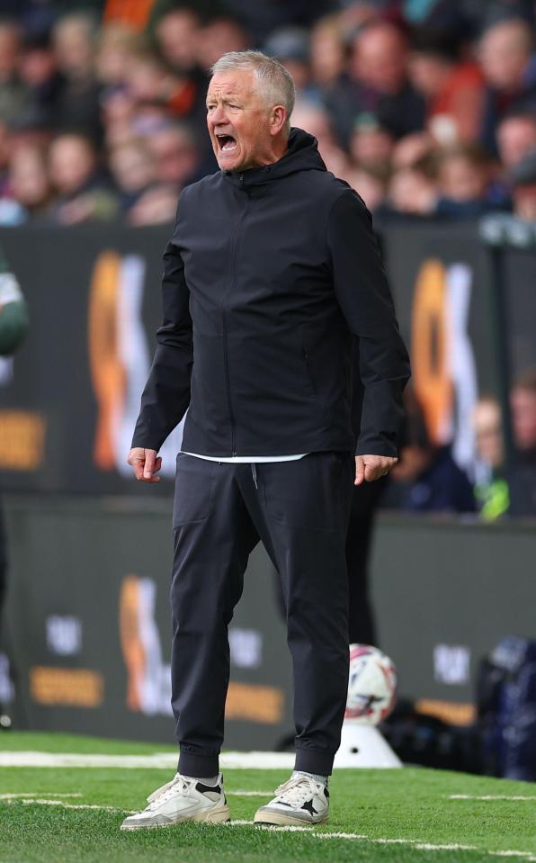 Chris Wilder, manager of Sheffield United, at a football match.