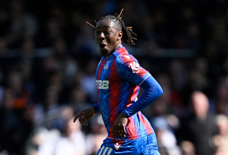 Eberechi Eze of Crystal Palace celebrating a goal.