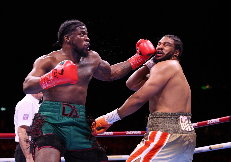 David Adeleye boxing Jamie Tshikeva.