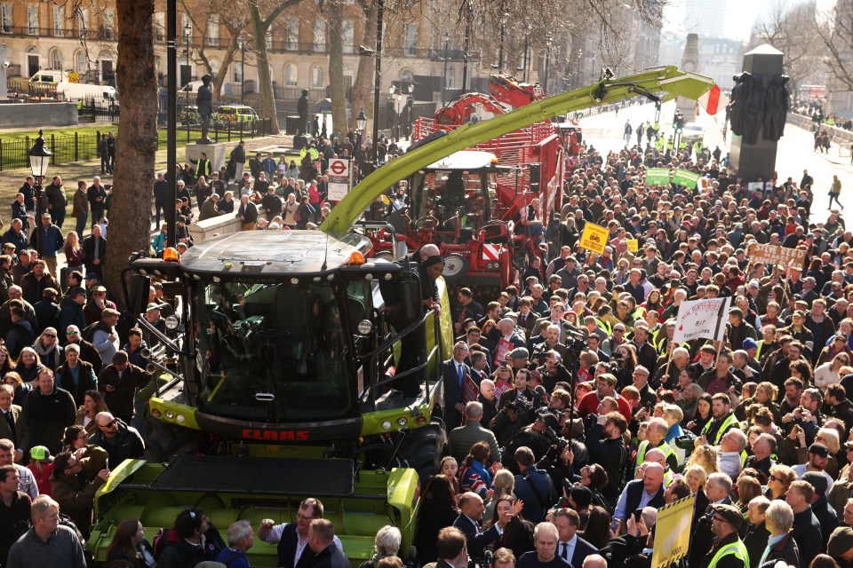 Farmers protesting inheritance tax reforms in London.