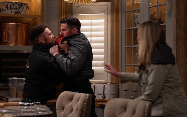 Ross and Billy fight in Emmerdale