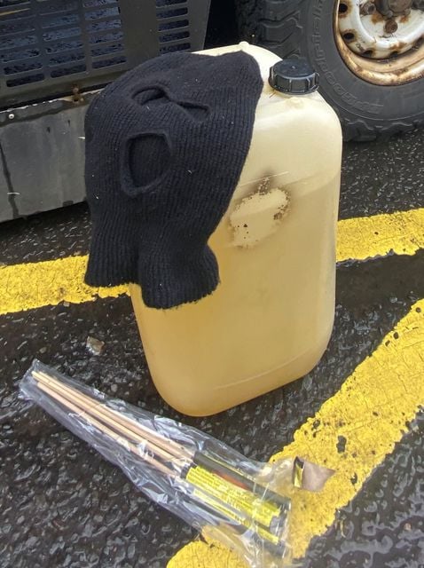 Items seized by police after an easter parade in derry 