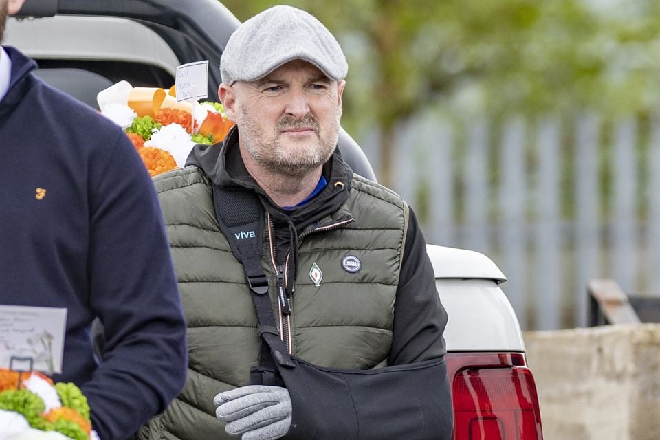 Sean O'Reilly during the Republican Network for Unity Easter commemoration takes place in the Milltown Cemetery in west Belfast on April 20th 2025 (Photo by Kevin Scott)