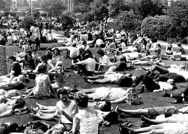 Liverpool office workers enjoying lunch in Coronation Gardens on a summer's afternoon in 1969 - do you recognise anyone?