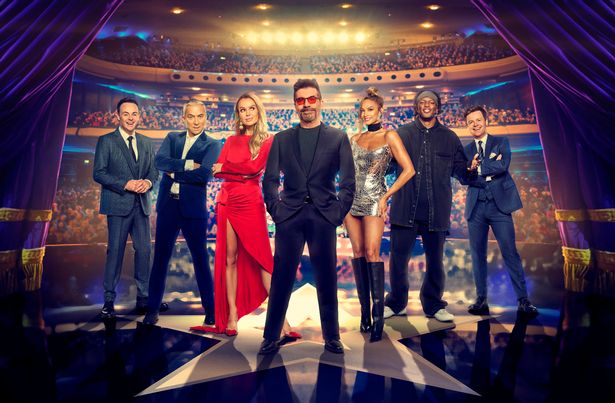 Britain's Got Talent judges and hosts on a stage in a promo photo.