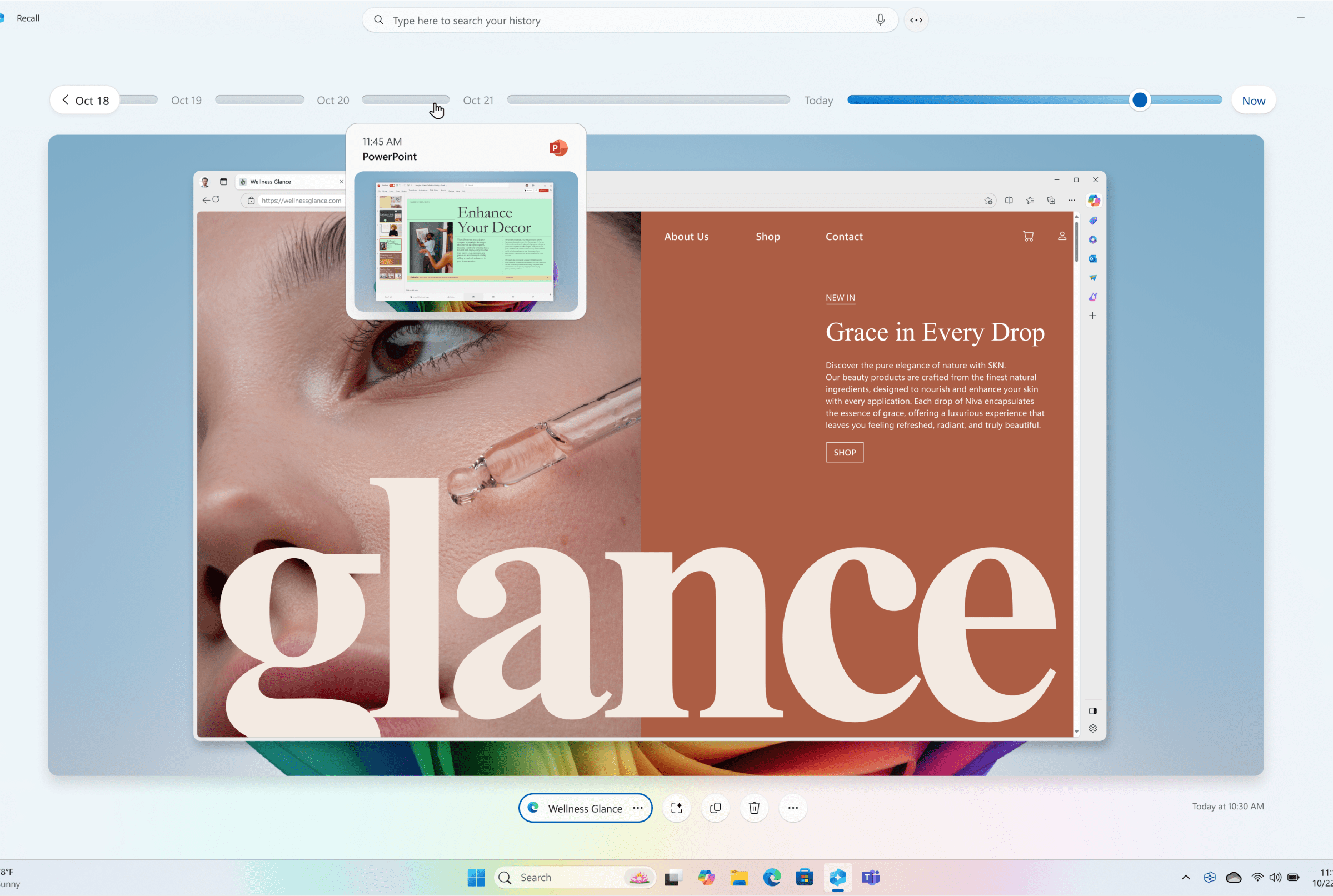 The Recall timeline lets you scroll through all the snapshots of your PC.