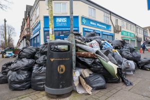 Rubbish piled up on Cannon Hill Road, Balsall Heath Birmingham ahead of negotiations between Unite and the Birmingham City council are set to resume on this Thursday regarding bin strike. 