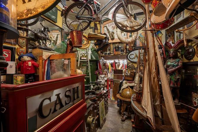 A collection of items inside a London antique store