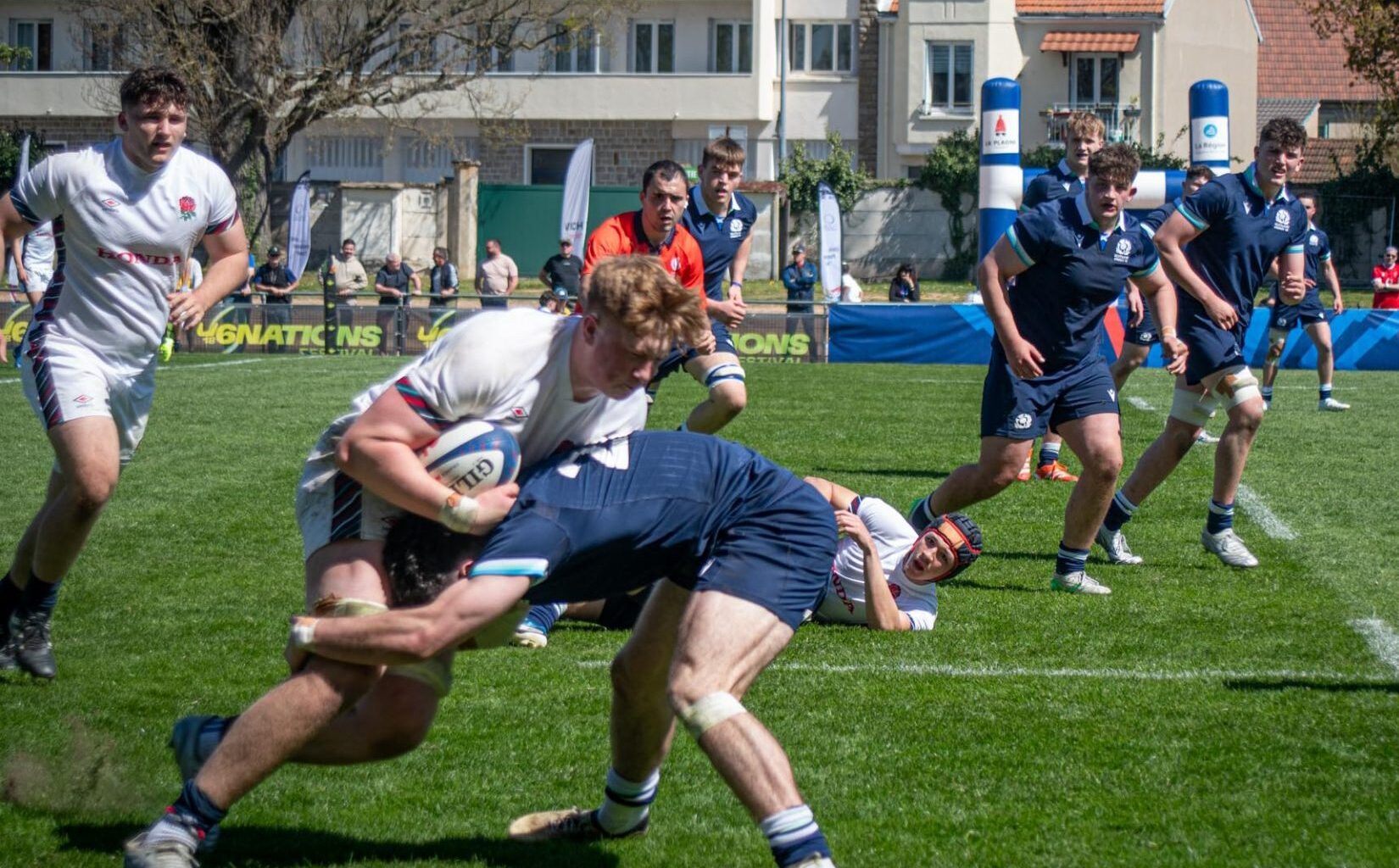 Scotland suffered a heavy defeat to England on the opening weekend of the U18 Men Six Nations Festival in Vichy. Image courtesy: Six Nations