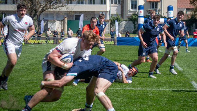 Scotland suffered a heavy defeat to England on the opening weekend of the U18 Men Six Nations Festival in Vichy. Image courtesy: Six Nations