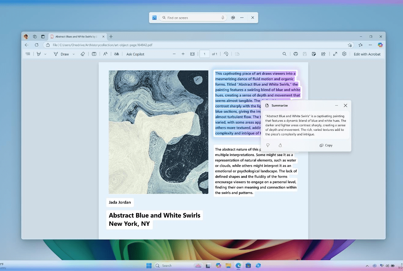 Click to Do lets you take actions on images and text.