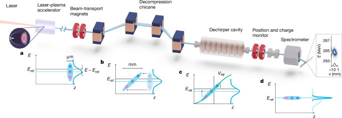 Active energy compression of a laser-plasma electron beam