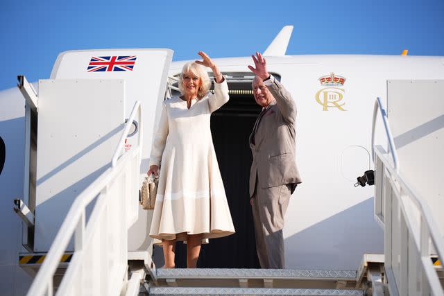 Getty Queen Camilla and King Charles departing Italy on April 10, 2025