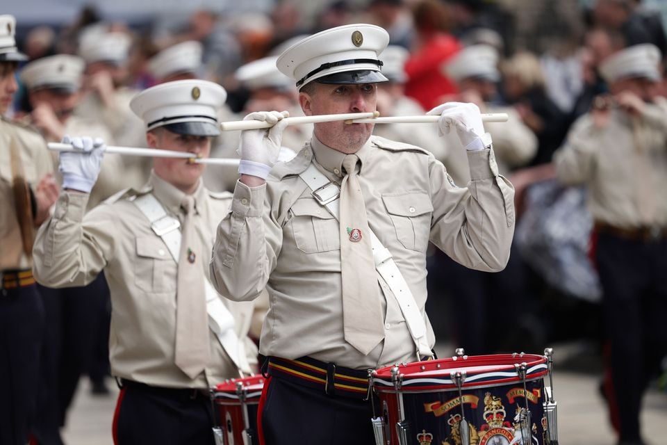 Press Eye - Belfast - Northern Ireland - 21st April 2025 General view of the main Apprentice Boys of Derry parade as it makes its way through the centre of Lisburn. Over 50 bands joined the main parade as it made its way through the County Antrim town. Photo by Kelvin Boyes  / Press Eye. 