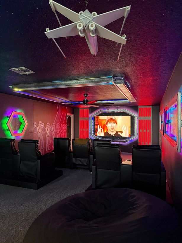 A villa the family stayed at even has its own cinema room.